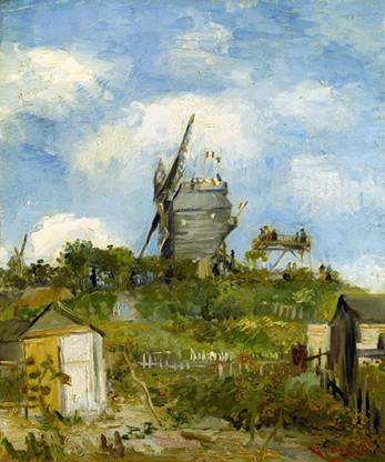 Jennard Galleries Blut Fin Windmill by Vincent Van Gogh Canvas 16 inch x 23 inch Painting