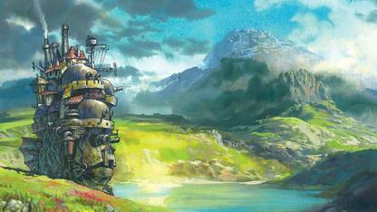 Movie Howl's Moving Castle Watercolor Beautiful Mechanical Technology Countryside Scenery Ghibli Studio Ghibli Castle Moving POSTER LARGE Print on 36x24 INCHES Fine Art Print