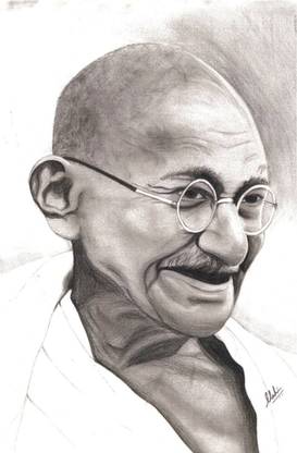 ABSTRACT WALL ART WORK MAHATMA GANDHI SKETCH POSTERPRINT FOR BEDROOM LIVING ROOM WALLS Paper Print