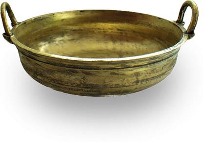 Mannarcraft Bronze Kadai/Cheenachatti (12 inch Diameter) Kadhai 30.5 cm diameter with Lid 4.5 L capacity