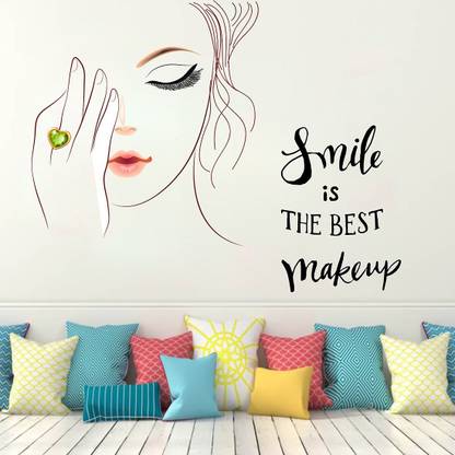 Wallzone 80 cm Smile is the best makeup Removable Sticker