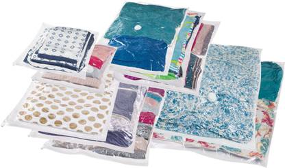INTERDESIGN Vacuum Storage Bags with Resealable Closures for Closets, Drawers - Set of 10, Multiple Sizes Travel Storage Vacuum Bags