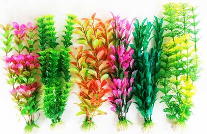 TAIYO COLOURFUL AQUARIUM - New Artificial / Plastic Plant for Decoration - 10" Size - 6 Pieces Aquarium Plant Anchor