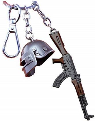 ECSTASY combo PubG Level 3 Helmet with AKM Gun Game Playerunknown's Battlegrounds Key Chain