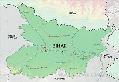 Bihar Map flex 48 X 36 inchs Paper Print