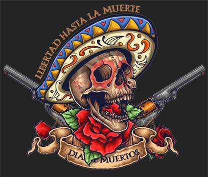 skull with gun |Wall Poster Sticker|Motivational Poster HD Print Paper Print