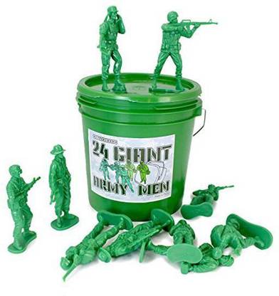 WellPackBox 24 Giant Green Plastic Army Men Toy Soldiers Large 4.5 Tall Action Figures in Play Bucket Perfect for Boys Sandbox Bathtub Party Pretend Action and Adventure On The Beach from