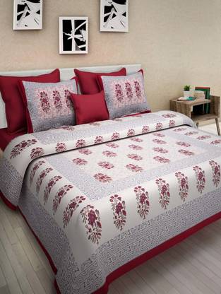 shree sd creation 170 TC Cotton Double Printed Flat Bedsheet