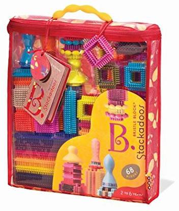 B. toys by Battat Bristle Blocks Stackadoos “ 68 Toy Blocks in a Storage Pouch “ BPA Free STEM Toys Building Blocks
