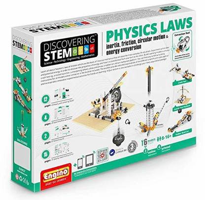 Engino ENG-STEM902 Physics Laws-Inertia Friction Circular Motion and Energy Conservation Building Set (118 Piece)