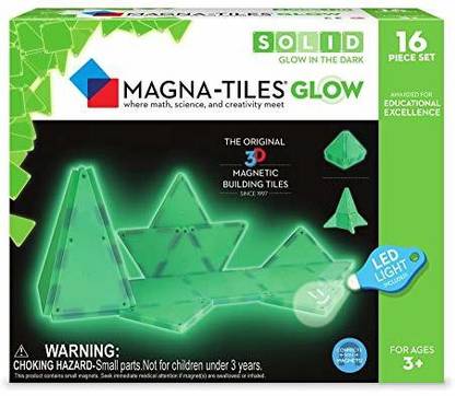 Magna Tiles Magna-Tiles Led Light Included The Original, Award-Winning Magnetic Building 16-Piece Glow In The Dark Set, Creativity And Educa