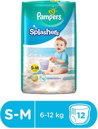 Pampers Splashers Disposable Swim Pants Diapers Medium Size12 Pc (M- 12) - M