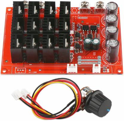 REES52 Motor Controller, DC 10-50V 60A High Power Motor Speed Controller PWM HHO RC Driver Controller Module 12V 24V 48V 3000W Extension Cord with Switch 60 A Rotary Dimmer