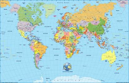 World Colour Map Flex 48 X 196 inchs Paper Print