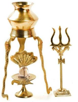 SHIVOHAM jalhari Yoni Set with Spathik Shivling & Trishul Decorative Showpiece  -  10 cm