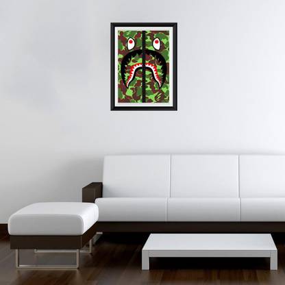 GADGETSWRAP 38.1 cm GWSF-8393 Printed Photo Frame Style Wall Decal bape shark Green Non-Reusable Sticker