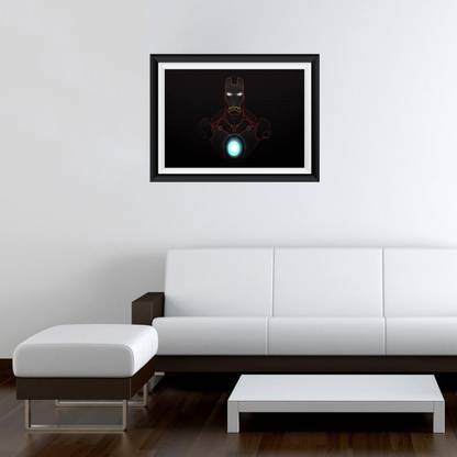 GADGETSWRAP 38.1 cm GWSF-6463 Printed Photo Frame Style Wall Decal Iron Man Blueprint Non-Reusable Sticker