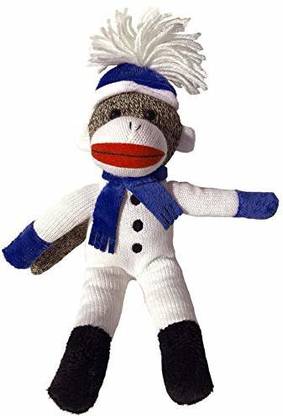 ColorBoxCrate Snowman Sock Monkey Plush 12 inch Classic Sock Monkey in White Snowman Costume Stuffed Animal Toy with Soft Fabric for Decorations Ornament Stocking Stuffer