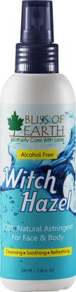 Bliss of Earth Alcohol Free Witch Hazel Astringent 100% Natural Men & Women