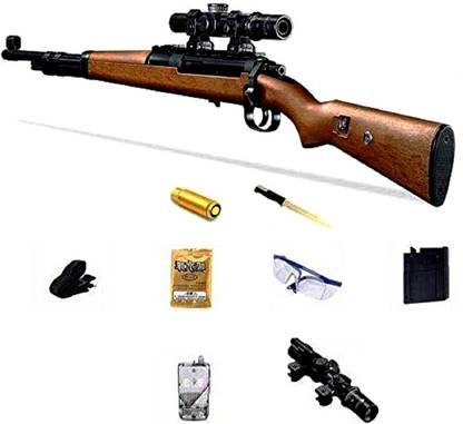 b bros new Original PubG Theme Gun Toys Set with Assault Rifle Kar98k Model, 4X Design Scope, Toy Knife, Water and Soft Foam Bullets and Combat Cards Target Shooting Role Play Game for Kids Guns & Darts