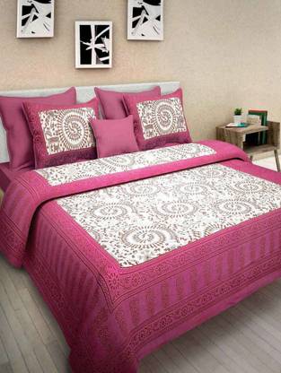 Indram 144 TC Cotton Double Abstract Flat Bedsheet
