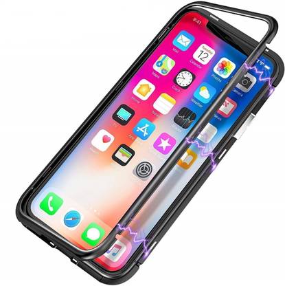 Lejaao Flip Cover for Flip Cover For Samsung Galaxy A50 Magnetic Metal Cover With Back Tempered Glass Case