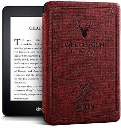 YAOJIN Flip Cover for Designer Smart Flip case Cover for All Amazon Kindle Paperwhite 10th Generation (Deer Wine Red)