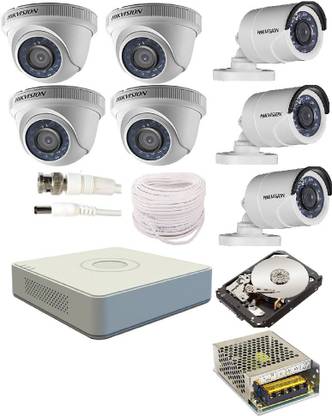 HIKVISION 1 TB Hard Disk, Wire bundle, 8 CH Power supply, Bnc & Dc Connectors. FULL COMBO PACK Security Camera