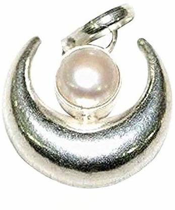 RUDRA DIVINE Half Moon Shape Pendant With Natural Pearl Pearl Stone Locket