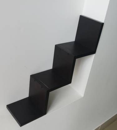 Silistar Wall Mounted Zigzag/Stair Shelf to Display Decorative items/Wall Décor Display Rack (Decor Shelf, Wenge) - Ideal for Gift. MDF (Medium Density Fiber) Wall Shelf