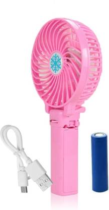 SPE969 Portable Handheld Cooling USB Fan Rechargeable Electric Cute Bear Design Colorful LED Mini Fan Pink 