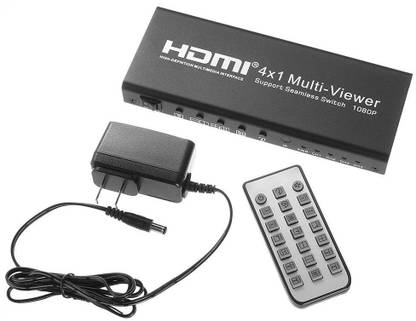 TECHGEAR HDMI 4x1 Multi-viewer Support Switcher with Remote Control High Definition Multimedia Media Streaming Device
