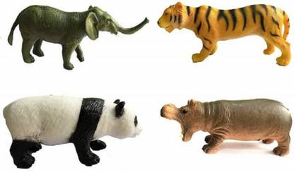 SAM Latest Wild Animals, Jungle Animals, Wild Life Animals Big size Rubber Material Animals toy of 4 Pcs Set for kids