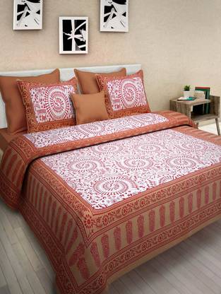 shree sd creation 170 TC Cotton Double Printed Flat Bedsheet