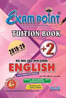 EXAM POINT PLUS TWO ENGLISH TUITION BOOK FOR KERALA SYLLABUS ,HSE, VHSE,CBSE ,OPEN SCHOOL STUDENTS