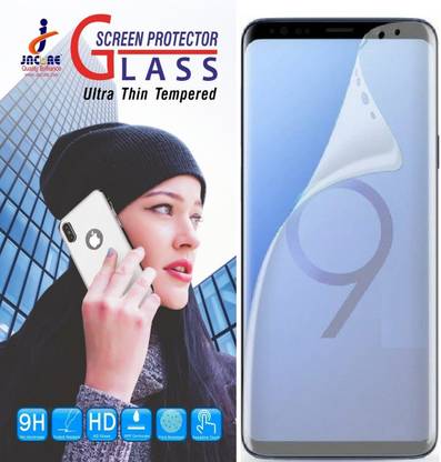 Jacure Screen Guard for Samsung Galaxy S9 Plus Screen Protector Front Full Coverage 3D Curved Tempered Glass Screen Protective Film Bubble-Free Ultra Clear