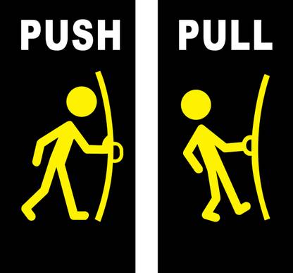 SignMore 10 cm PUSH and PULL comic image self adhesive glass door