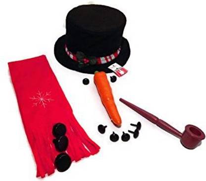 Christmas Tree Shops 8 Piece Snowman Kit~Hat Scarf Eyes Carrot Nose 1 Pipe and 3 Buttons~