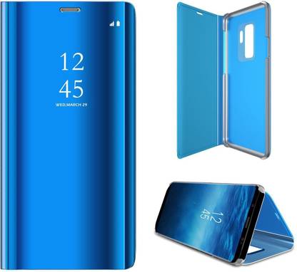 Casecore Xclusive Flip Cover for For Samsung Galaxy S10 plus Clear View Mirror Standing Flip Case Cover (Blue)