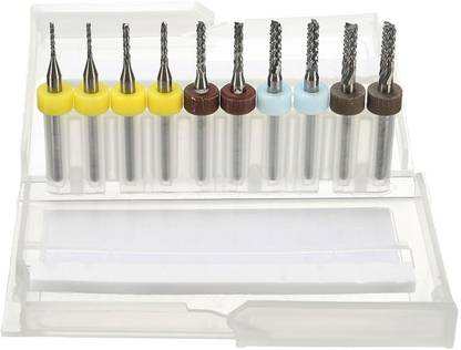 Drillpro 10Pcs PCB Bit Carbide Tool End Mill CNC Cutting Drill Bits Milling Cutters 1-3mm