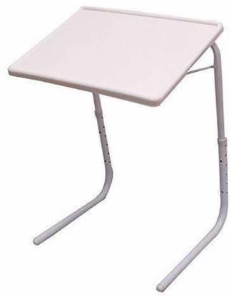 Cromtail Table Mate Foldable and Adjustable Multi Purpose Utility Table Mate for Laptop, Dinner, Study With Cup Holder (ITN-278-40) White Plastic Portable Laptop Table
