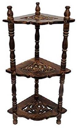 ROYAL HANDICRAFTS Wooden Mini Corner Rack Side Wooden Wall Shelf