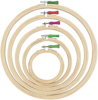 वाह्वा Wooden Embroidery Hoop Ring Frame (5,6, 8, 10, 12 Inch) Set of 5 Embroidery Frame (Pack of 5)