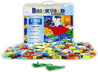 Brickyard Building Blocks Bricks - 1100 Pieces Toys Bulk Block Set with 154 Roof Pieces