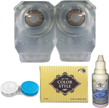 Gold Look Brown 1 pair with case and solution
