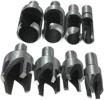 Drillpro 8pcs Carpentry Wood Plug Cutter Tool Drill Bit Set 5/8'' / 1/2'' / 3/8''/1/4''