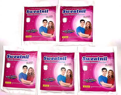 Sweatnil Five Packs of Self Stick Disposable Underarm Sweat pads Sweat Pads