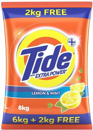Tide Plus Extra Power Detergent Washing Powder - 6 kg + 2 kg Free (Lemon and Mint) Detergent Powder