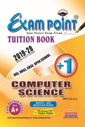 EXAM POINT PLUS ONE COMPUTER SCIENCE TUITION BOOK FOR KERALA SYLLABUS , HSE , VHSE, CBSE, OPEN SCHOOL STUDENTS