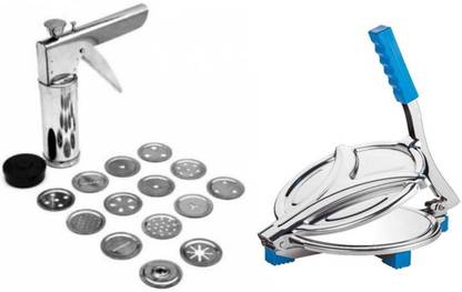 Rotek combo of Premium Puri Machine Press with 15 Jalis and Puri/Roti Roti and Khakra Maker